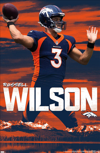 Russell Wilson "Mile High Gunslinger" Denver Broncos NFL Action Poster - Costacos 2022