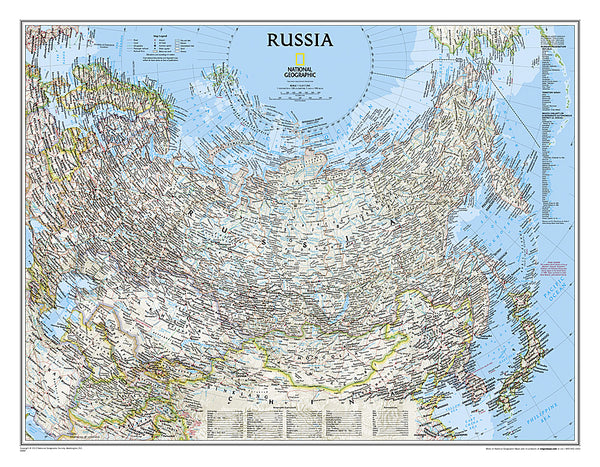 Map of RUSSIA National Geographic Classic Edition 23x30 Wall Map Poster - NG Maps