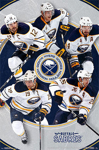 Buffalo Sabres "Five Stars" Poster (Gionta, Myers, Gorges, Moulson, Hodgson) - Costacos 2014-15