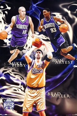 Sacramento Kings "Super Trio" NBA Action Poster (Bibby, Artest, Miller) - Costacos 2006