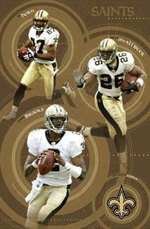 New Orleans Saints "Pure Gold" Poster (Brooks, Horn, McAllister) - Costacos 2004