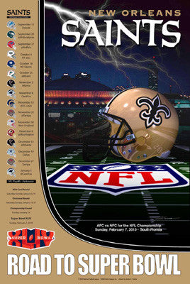 New Orleans Saints "Road to the Super Bowl" Poster - Action Images 2009