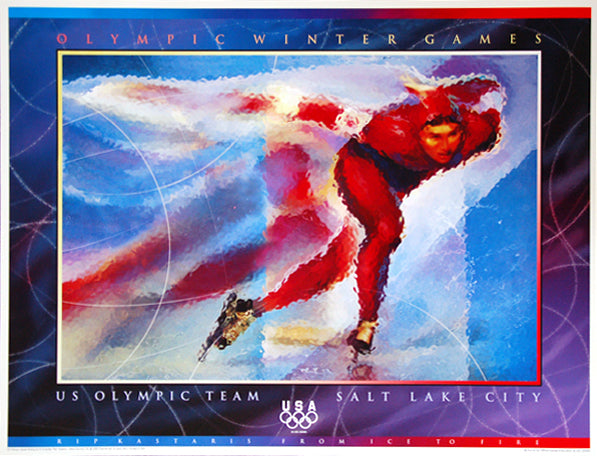 Salt Lake 2002 Winter Olympic Games U.S. Olympic Team Speed Skating Official Event Poster - Fine Art Ltd.
