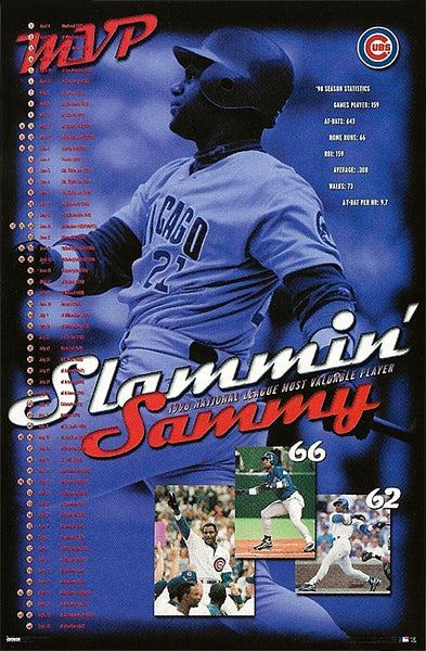 rare sammy sosa cards Sammy Sosa "MVP" Chicago Cubs 1998 Season (66 Home Runs) Poster