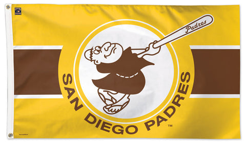 San Diego Padres "Slugging Friar" Style (1969-84) Cooperstown Collection MLB Baseball Deluxe-Edition 3'x5' Flag - Wincraft