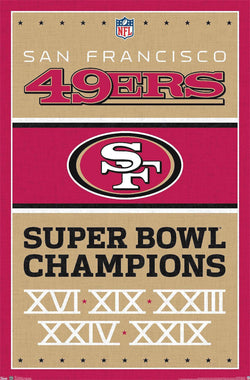 San Francisco 49ers 5-Time NFL Super Bowl Champions Commemorative Wall Poster - Trends Int'l.