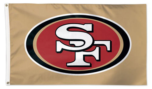 San Francisco 49ers Official NFL Football 3'x5' DELUXE Team Banner Flag (GOLD Background) - Wincraft