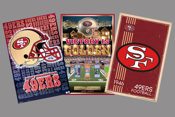 COMBO: San Francisco 49ers Football 3-Poster Theme Art Logo Championship Combo Set