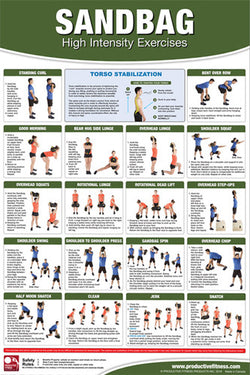 Sandbags High-Intensity Exercises Professional Fitness Wall Chart Poster - Productive Fitness