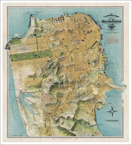 San Francisco, California 1915 Classic Chevalier Map Premium Poster Print - McGaw Graphics