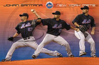 Johan Santana "Triple-Action" New York Mets MLB Baseball Action Poster - Costacos 2011
