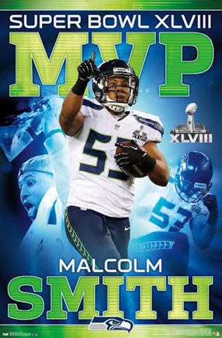 Malcolm Smith Seattle Seahawks Super Bowl XLVIII MVP (2014) Poster - Costacos Sports