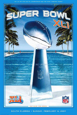 Super Bowl XLI (Miami 2007) Official NFL Football 24x36 Event Poster - Action Images