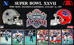 Super Bowl XXVII Dallas Cowboys vs. Buffalo Bills Duelling-Helmets Poster - Starline 1993