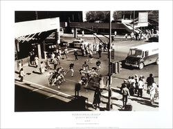 Football in Downtown Chicago "1st and 10, From Curb to Curb" by Scott Mutter Poster Print - Surrational Images 1982