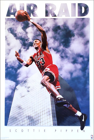 Scottie Pippen "Air Raid" Chicago Bulls NBA Basketball Action Poster - Costacos Brothers 1992