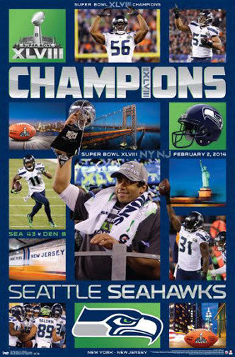 Seattle Seahawks Super Bowl XLVIII "CELEBRATION" (2014) Poster - Costacos