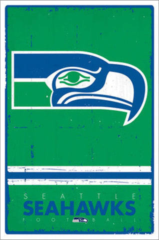 Seattle Seahawks NFL Heritage Series Official NFL Football Team Retro Logo Poster - Trends