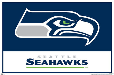 Seattle Seahawks Official NFL Football Team Logo and Wordmark Poster - Costacos Sports