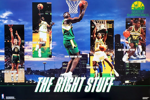 Seattle Supersonics "The RIght Stuff" Poster (Kemp, Payton, Schrempf, Gill, McMillan) - Costacos Brothers 1994