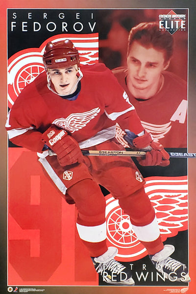 Sergei Fedorov "Elite" Detroit Red Wings NHL Hockey Action Poster - Costacos 1995