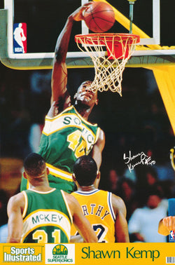 Shawn Kemp "Rookie Slam" (1990) Seattle Supersonics Poster - Marketcom/SI