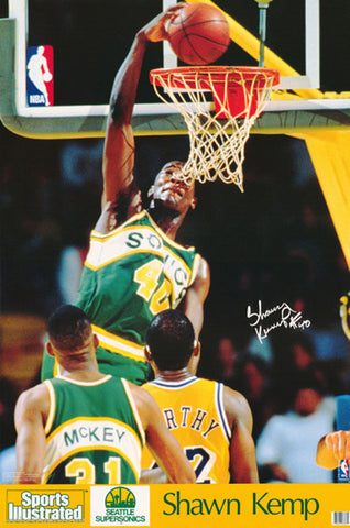 Shawn Kemp "Rookie Slam" (1990) Seattle Supersonics Poster - Marketcom/SI