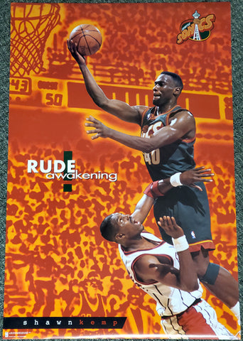 Shawn Kemp "Rude Awakening" Seattle Supersonics Poster - Costacos 1996