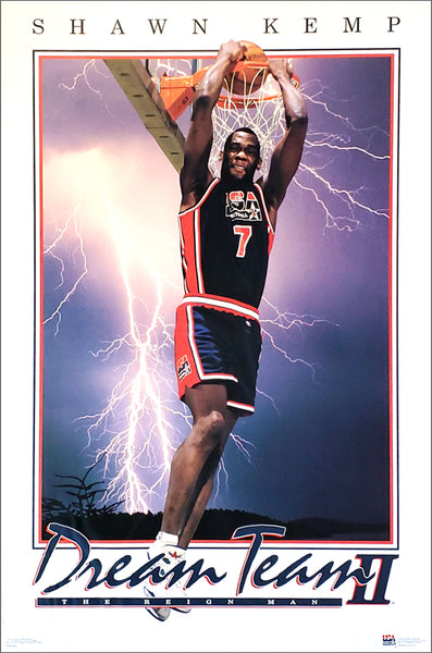 Shawn Kemp "Dream Team Slam" 1994 FIBA Team USA Basketball Poster - Costacos Brothers