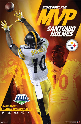 Santonio Holmes Super Bowl XLIII MVP Pittsburgh Steelers Poster - Costacos 2009
