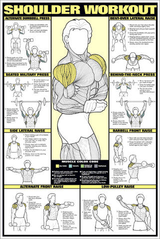 Shoulder Workout Professional Fitness Instructional Wall Chart Poster - Fitnus Corp.