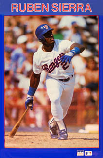 Ruben Sierra "Slugger" Texas Rangers MLB Action Poster - Starline 1990