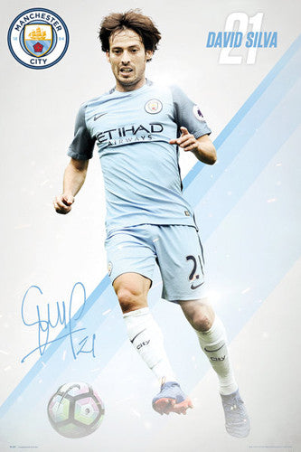 David Silva "Signature Series" Manchester City FC Official EPL Football Poster - GB Eye 2016/17
