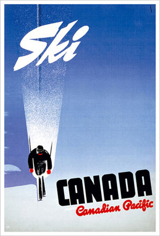Ski Canada "Powder & Sky" c.1950 Canadian Pacific Travel Poster Reprint - Eurographics Inc.