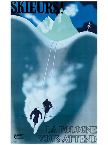 Skiing "Poland Awaits" c.1930 Vintage Travel Poster Giclee Reprint - AAC