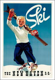 Ski New England (New Haven Railroad) Vintage 1945 Poster Reproduction - A.A.C. Inc.