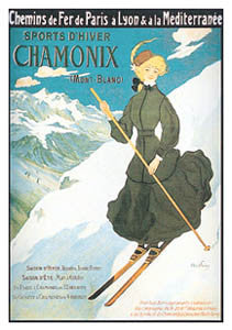 Skiing "Chamonix Femme" (France c.1925) - Clouet Vintage Reprints