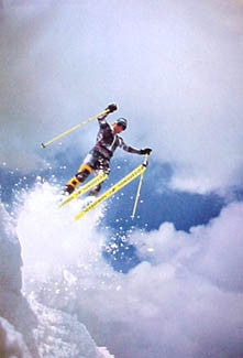 Skiing "Serious Air" Winter Sports Action Poster - Pomegranate Publishing
