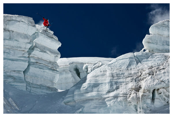 Skiing Action "Cliff Jumping" Glacier Ski Wonderland Premium Poster Print - Eurographics Inc.