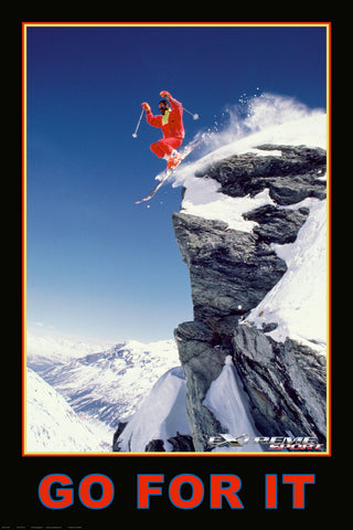 Skiing Jumping "Go For It" Motivational Sports Action Poster - Eurographics Inc.