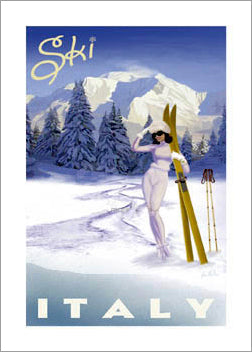 Ski Italy Vintage-Style Skiing Premium Poster Print - Bruce McGaw Graphics