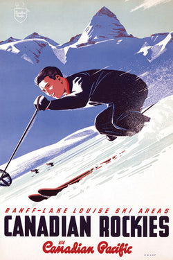 Banff-Lake Louise "Ski Racer" c.1953 CP Travel Poster Reprint (24x36 Edition)- Eurographics