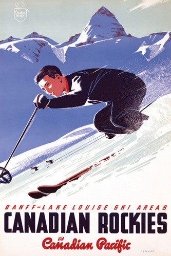 Banff-Lake Louise "Ski Racer" c.1953 CP Travel Poster Reprint (24x36 Edition)- Eurographics