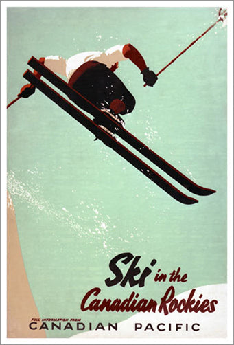 Ski in the Canadian Rockies c.1945 Vintage Canadian Pacific Travel Poster Reprint - Eurographics Inc.