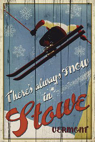 Skiing Stowe, Vermont "Always Snow" Poster Print - Image Source