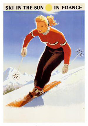 Ski in the Sun in France (c.1950) OVERSIZED Vintage Poster Reprint