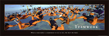 Skydiving Team "Teamwork" Motivational Poster - Front Line 12x36