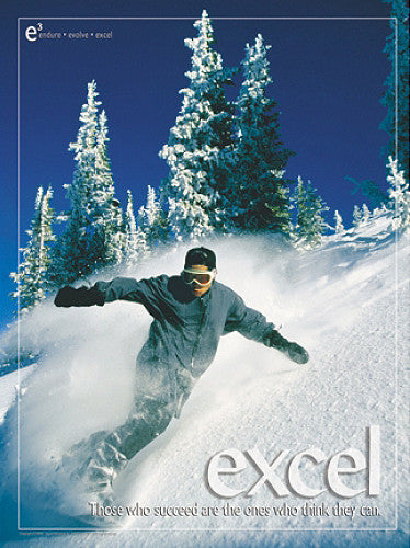Snowboarding "Excel" Motivational Inspirational Poster - Jaguar Inc.