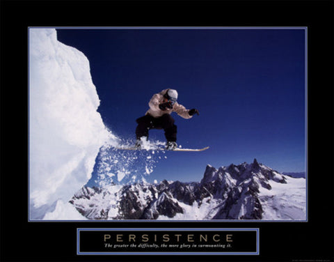 Snowboarding "Persistence" Motivational Inspirational Poster Print - Front Line