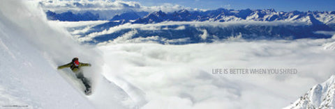 Snowboarding "Life is Better When You Shred" Winter Sports Action Poster - Import Images